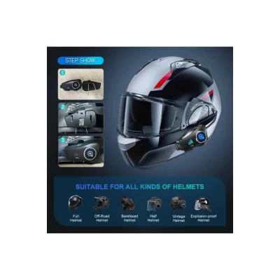 BUĞZ Motosiklet kaskı için bluetooth kulaklık 1080p kameralı intercom su geçirmez 2 yıl garantili
