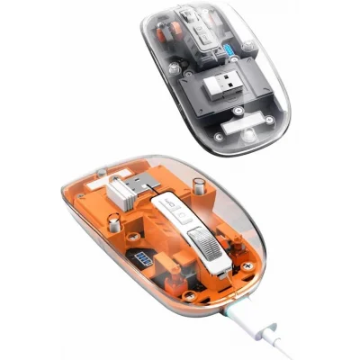 BUĞZ Mouse Fare Kablosuz Mouse Fare Şarjlı Bluetooth Sessiz 5 Tuşlu Şeffaf