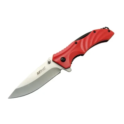  Mtech 4312 Kırmızı Kamp Çakı 20cm - Yarı Otomatik, Kemerlikli