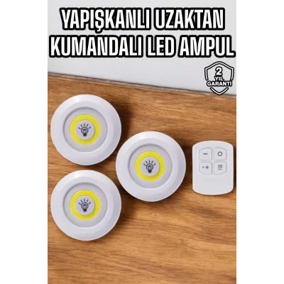 BUĞZ Mutfak Dolap Altı Işığı Uzaktan Kumandalı Yapışkanlı Kablosuz Pilli