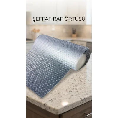 BUĞZ Mutfak Dolap İçi Kaydırmaz Şeffaf Raflık Örtüsü 45x300 cm Pvc Koruyucu