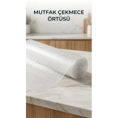 BUĞZ Mutfak Raf ve Çekmece İçin Şeffaf PVC Koruyucu Örtü 45x300 cm