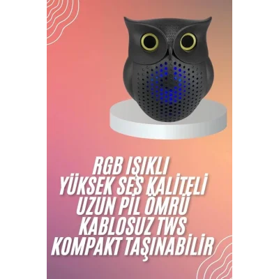  Müzik Çalar Bluetooth Hoparlör Speaker 5.0 Kablosuz Baykuş Görünümlü