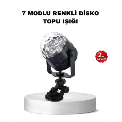 BUĞZ Müzik Ritmine Duyarlı Renkli Disko Topu – 7 Modlu Işıklı Parti Lambası