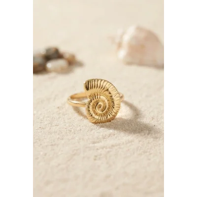 BUĞZ Nautilus Tasarım Gold Renk Kadın Yüzük