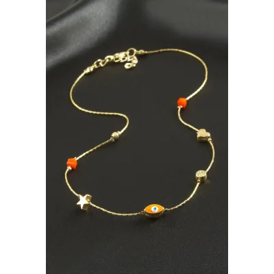 BUĞZ Nazar Mineli Zincir Şans Kolye