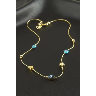 BUĞZ Nazar Mineli Zincir Şans Kolye