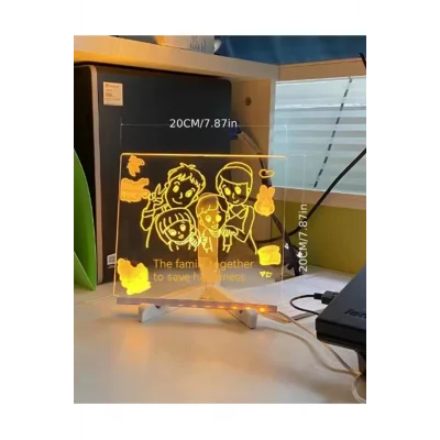 BUĞZ Neon Işıklı 7 Renk Işık Boyama Kalemli Led Resim Panosu Boyama Tahtası Kalemleri 20 X 20 - Lisinya