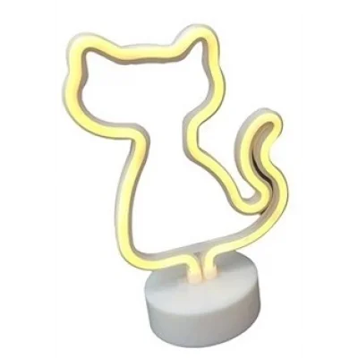 BUĞZ Neon Işıklı Kedi Lamba Pil+usb Pembe Işık Mz-122