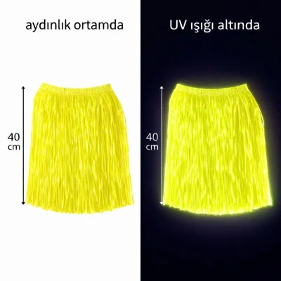 BUĞZ Neon Sarı Hawaii Parti Eteği 40 cm