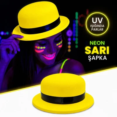 BUĞZ Neon Sarı UV Parti Şapkası Plastik