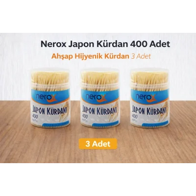 BUĞZ Nerox Japon Kürdan 400 Adet Ahşap Hijyenik Kürdan 3 Adet