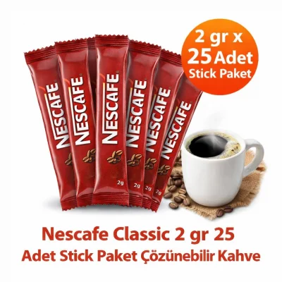 BUĞZ Nescafe Classic 2 gr 25 Adet Stick Paket Çözünebilir Kahve