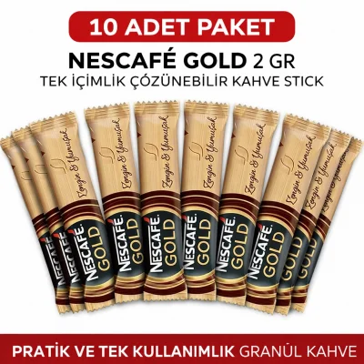 BUĞZ Kahve Gold 2 Gr 10 Adet Tek İçimlik Stick Çözünebilir Granül Kahve Paket