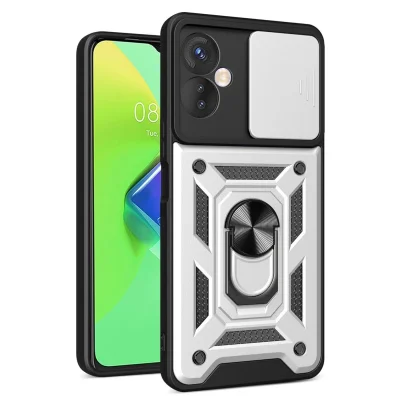 BUĞZ İnfinix Hot 30 4g Kılıf Pars Lens Yüzüklü Silikon - Gümüş