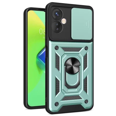 BUĞZ İnfinix Hot 30 4g Kılıf Pars Lens Yüzüklü Silikon - Yeşil