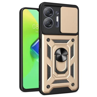 BUĞZ İnfinix Hot 30 5g Kılıf Pars Lens Yüzüklü Silikon - Gold