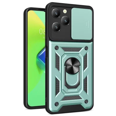 BUĞZ İnfinix Hot 40 Pro Kılıf Pars Lens Yüzüklü Silikon - Yeşil