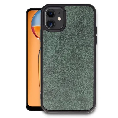 BUĞZ İphone 11 Kılıf Aras Deri Kapak - Koyu Yeşil