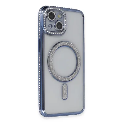 BUĞZ İphone 13 Kılıf Joke Simli Magneticsafe Kılıf - Mavi