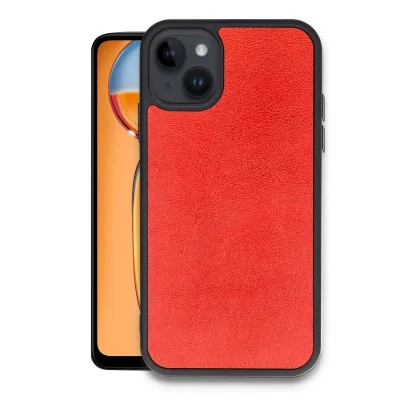 BUĞZ İphone 14 Kılıf Aras Deri Kapak - Kırmızı