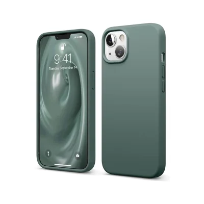 BUĞZ İphone 14 Kılıf First Silikon - Koyu Yeşil