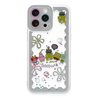 BUĞZ İphone 14 Pro Kılıf Sweet Desenli Silikon Kapak - Açık Mavi