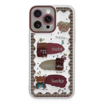 BUĞZ İphone 14 Pro Max Kılıf Sweet Desenli Silikon Kapak - Şeffaf