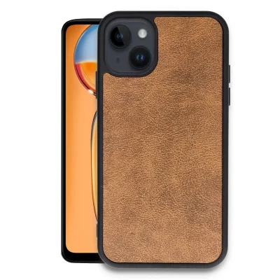 BUĞZ İphone 15 Kılıf Aras Deri Kapak - Taba