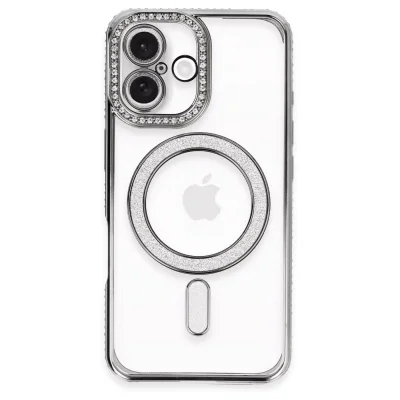 BUĞZ İphone 16 Plus Kılıf Joke Simli Magneticsafe Kılıf - Gri