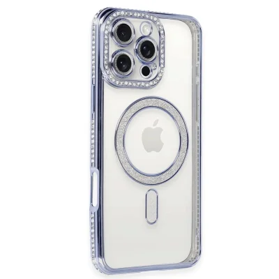 BUĞZ İphone 16 Pro Kılıf Joke Simli Magneticsafe Kılıf - Mavi