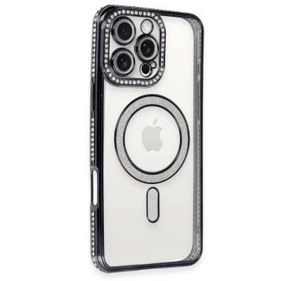 BUĞZ İphone 16 Pro Kılıf Joke Simli Magneticsafe Kılıf - Siyah