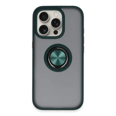 BUĞZ İphone 16 Pro Kılıf Montreal Yüzüklü Silikon Kapak - Yeşil