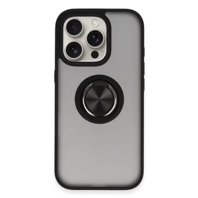 BUĞZ İphone 16 Pro Max Kılıf Montreal Yüzüklü Silikon Kapak - Siyah