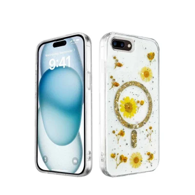 BUĞZ İphone 7 Plus Kılıf Daisy Simli Magsafe Kapak - Gold