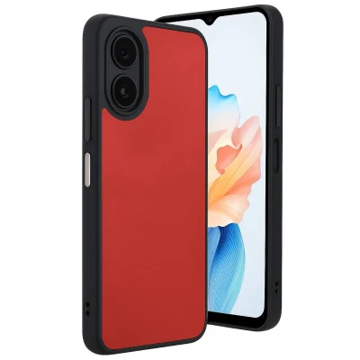 BUĞZ Oppo A38 Kılıf Aras Deri Kapak - Kırmızı