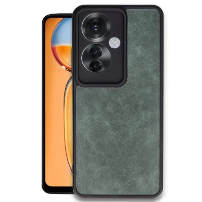 BUĞZ Oppo Reno 11f Kılıf Aras Deri Kapak - Koyu Yeşil