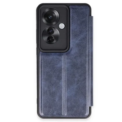 BUĞZ Oppo Reno 11f Kılıf Flip Cover - Lacivert