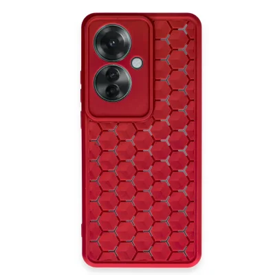 BUĞZ Oppo Reno 11f Kılıf Petek Silikon Kapak - Kırmızı