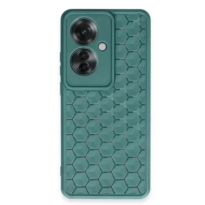 BUĞZ Oppo Reno 11f Kılıf Petek Silikon Kapak - Koyu Yeşil