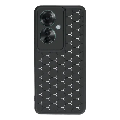 BUĞZ Oppo Reno 11f Kılıf Petek Silikon Kapak - Siyah