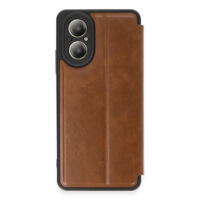 BUĞZ Realme 12 Lite Kılıf Flip Cover - Taba