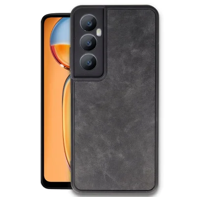 BUĞZ Realme C65 Kılıf Aras Deri Kapak - Siyah