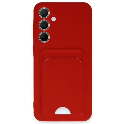 BUĞZ Samsung Galaxy A35 5g Kılıf Kelvin Kartvizitli Silikon - Kırmızı