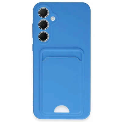 BUĞZ Samsung Galaxy A35 5g Kılıf Kelvin Kartvizitli Silikon - Mavi