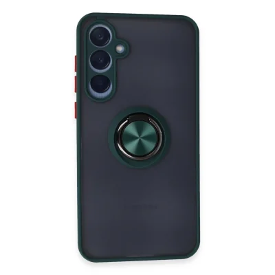 BUĞZ Samsung Galaxy A35 5g Kılıf Montreal Yüzüklü Silikon Kapak - Yeşil