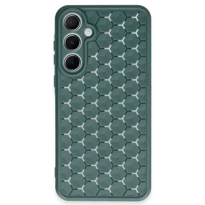 BUĞZ Samsung Galaxy A35 5g Kılıf Petek Silikon Kapak - Koyu Yeşil