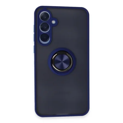 BUĞZ Samsung Galaxy A55 5g Kılıf Montreal Yüzüklü Silikon Kapak - Lacivert