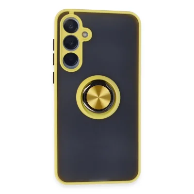 BUĞZ Samsung Galaxy A55 5g Kılıf Montreal Yüzüklü Silikon Kapak - Sarı