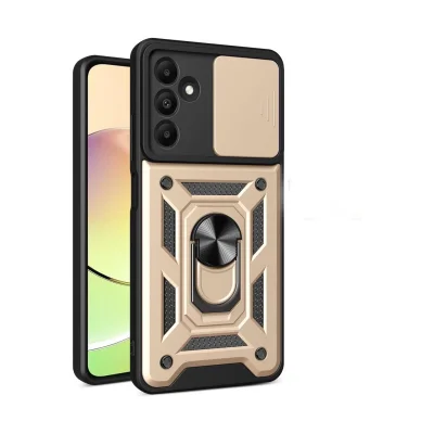 BUĞZ Samsung Galaxy M15 Kılıf Pars Lens Yüzüklü Silikon - Gold